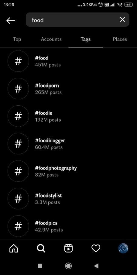 food hashtags for Instagram