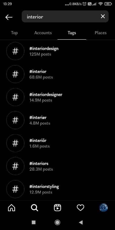 Interior  hashtags for Instagram