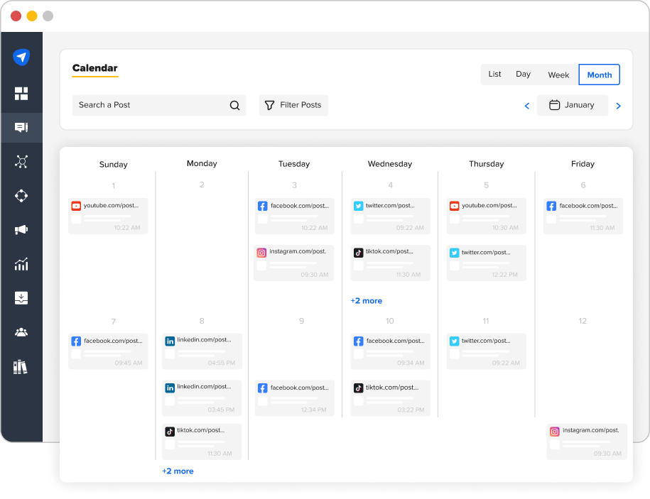 social media content calendar