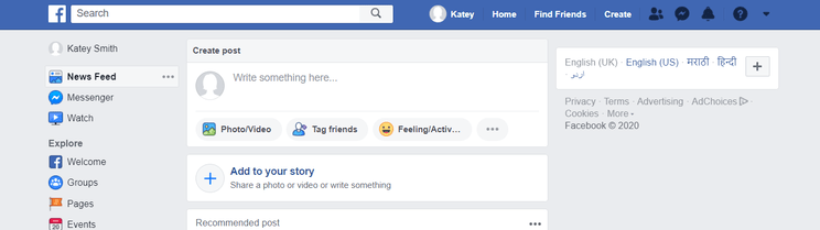 Facebook Home Page