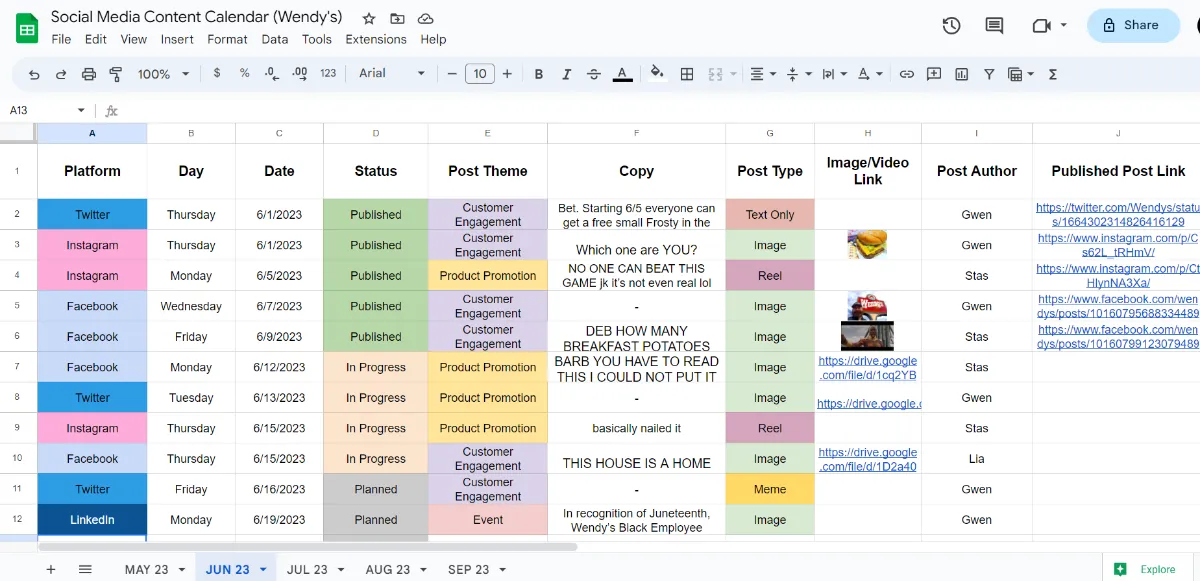 creating a social media calendar